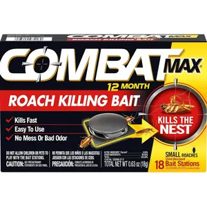 Combat Max 12 Month Roach Killing Bait, Small Roach Bait Station, Child-Resistant, 18 Count