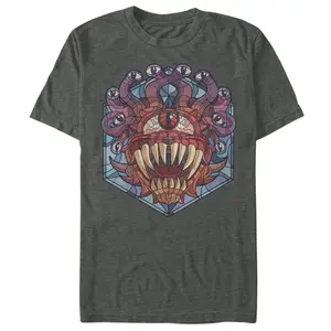 Dungeons & Dragons Beholder Monster Stained Glass Graphic Tee, Dungeons & Dragons Merch, Fantasy Role-Playing Game Shirt, Y2k, Graphic Tee, Gift T-shirt, Dnd Tee, Unisex Cotton Top Menswear Womenwear Streetwear Cotton Comfort  Shortsleeve Casual