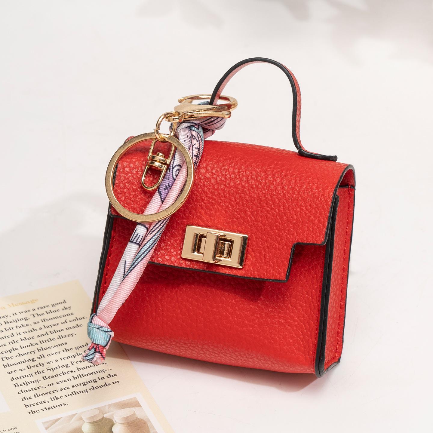 Mini Square Bag Pendant Keychain - High Quality Leather with Colorful Strap, Cute Car Keychain & Bag Charm Accessory Mini Square Bag Pendant Keychain - High Quality Leather with Colorful Strap, Cute Car Keychain & Bag Charm Accessory