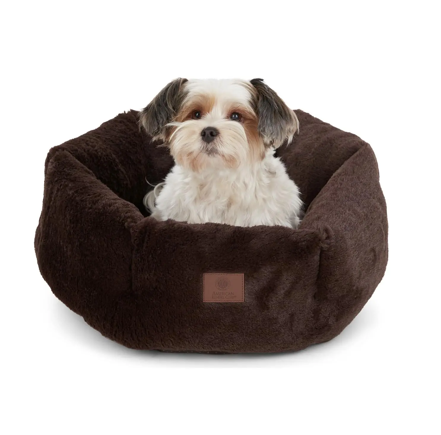 American Kennel Club Round Plush Donut Dog Bed – Soft Washable Calming Pet Bed for Small, Medium & Large Dogs