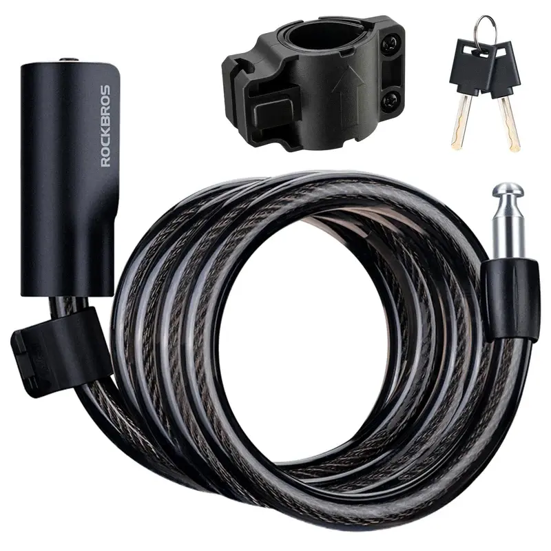 ROCKRBOS Bike Cable Lock with Key, ABS Lock Shell, 2 Keys & 1 Mount Bracket ROCKRBOS Bike Cable Lock with Key, ABS Lock Shell, 2 Keys & 1 Mount Bracket