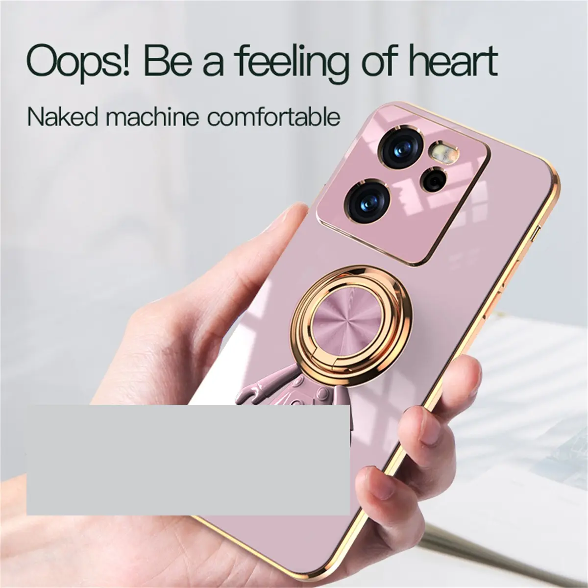 For Xiaomi 13T 6D Astronaut Electroplated Ring Stand Phone Case HNTKR-0121