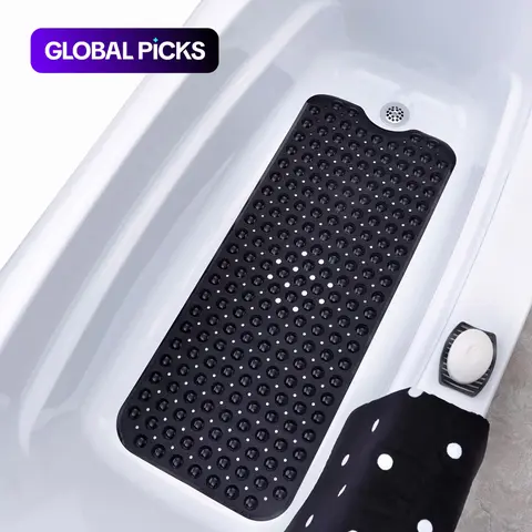 Solid Color Extra-Long Anti-Slip Bathtub Mat, Non-Slip Bath Safety Shower Mat for Kids, Elderly & Disabled, Bathmats For Bathroom, Bathroom Accessory #GLOBAL PICKS