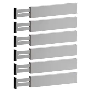 White Adjustable Bamboo Drawer Dividers Set of 6 | 17.5” to 22” Inch Expandable Wooden Organizer for Kitchen Utensils, Clothing & Office Drawers - Non-Slip, Scratch-Resistant & Tool-Free Organizers