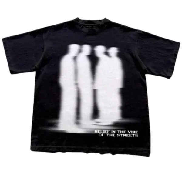 Street Atmosphere Virtual Shadow Characters Shadow Graphic Cotton T-Shirt, Grunge Y2K Emo Scene Tapout Goth Amity Affliction Style Clothes, Unisex T-Shirt