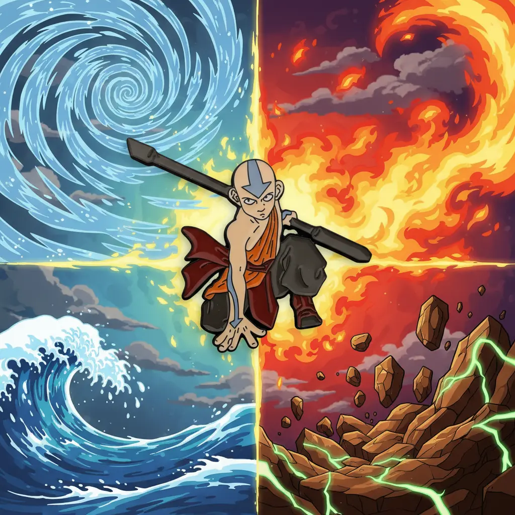 Avatar the Last Airbender Aang and Staff Pin