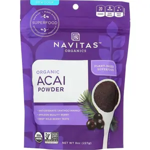 Navitas Organics Acai Powder – for Smoothie Bowls, Oatmeal, Dips, Sauces & More – Antioxidants, Omega 3 6 9, Fiber - USDA Organic, Non GMO, Kosher, Gluten Free, Keto (8oz. Bag, 76 Servings)