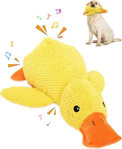 Duck Dog Toys, 2026 New Calming Duck Toy for Dogs, Indestructible Dog Toys for Aggressive Chewers, Interactive Squeaky Dog Chew Puppy Toy for Small Medium Large Dogs (Yellow)