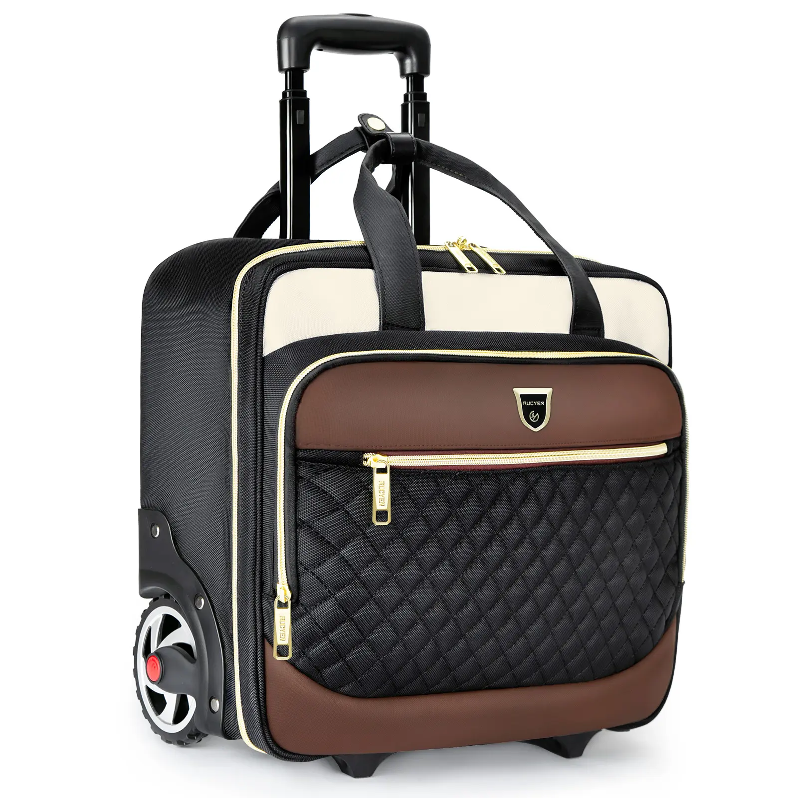Oxford Cloth Carry On Rolling Luggage Bag, Big Smooth Silent Wheels Softside Trolley Suitcase, Lightweight Expandable Boarding Bag for Short Travel Business Vacation Airplane Under Seat Storage