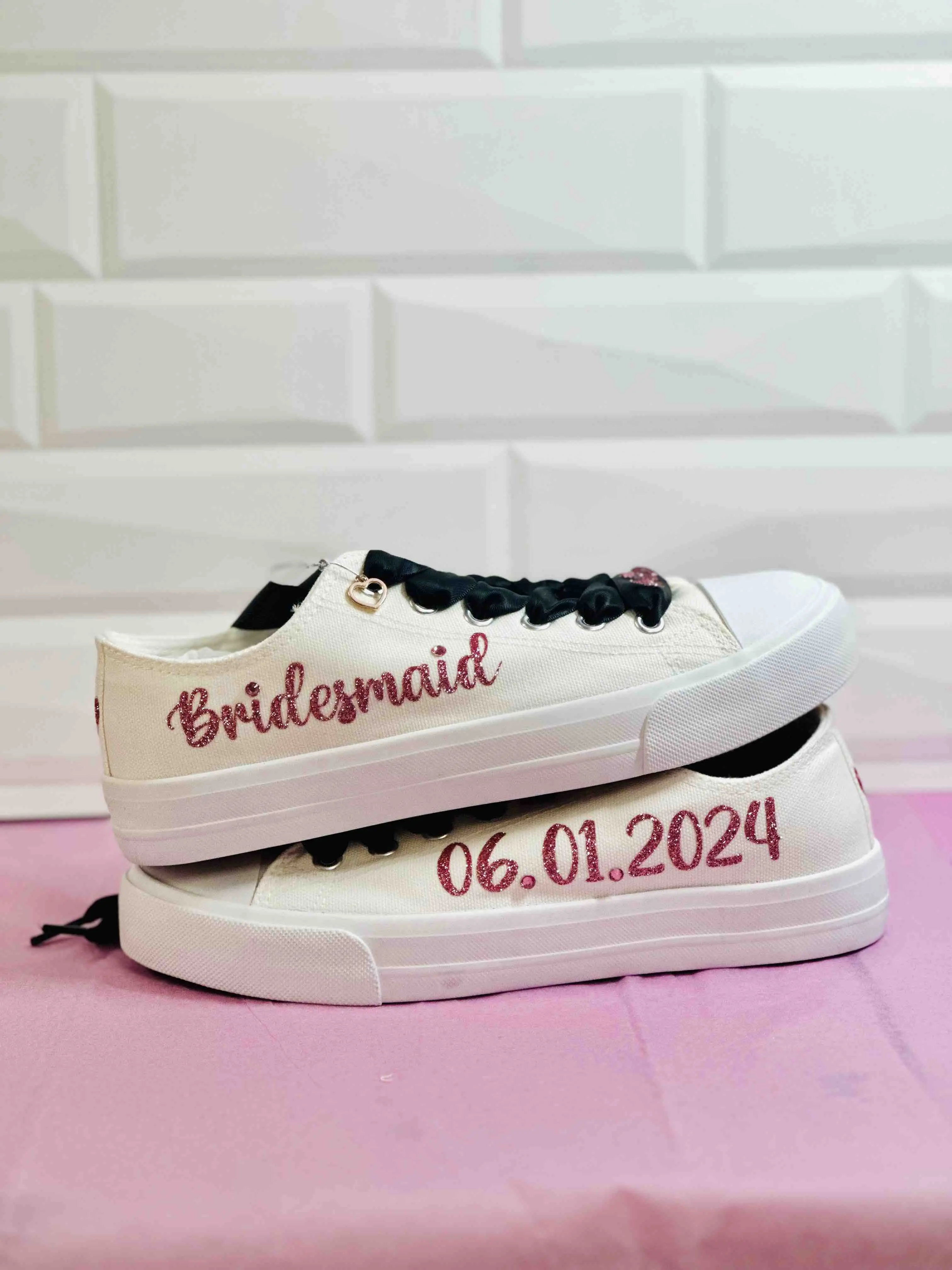 Bridesmaid Sneakers Personalized White Canvas Shoes for Wedding Party