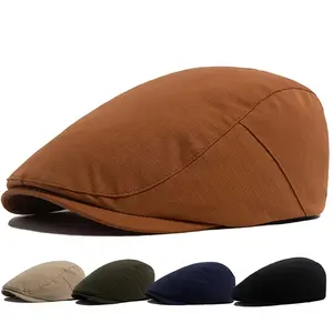 Spring Autumn Women Beret Casual Vintage Men Newsboy Cap Ladies Visor Flat Hat Button Adjustable For 55-59cm Head Circum Ference