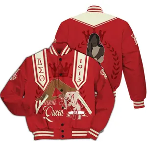 Delta Sigma Theta Varsity Jacket, Crimson Red Deltas Girl Jacket Delta Sigma Theta Black Shirt 1913 Sorority Jacket 14725MT18