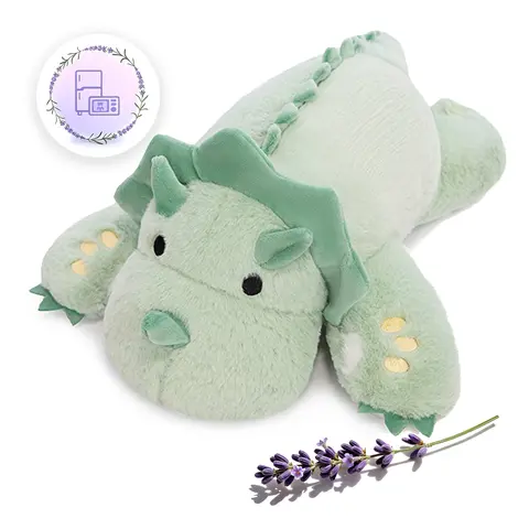 18in/2LB Heatable & Coolable Light Green Triceratops Weighted Stuffed Animals | Microwavable Heating Pad for Relieve Stress Soothing & Relaxation | Lavender Scented Plush Toys for Adults and Children