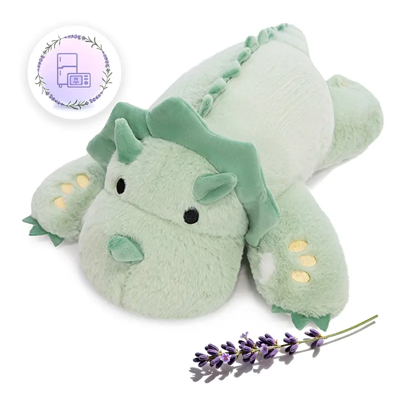 18in/2LB Heatable & Coolable Light Green Triceratops Weighted Stuffed Animals | Microwavable Heating Pad for Relieve Stress Soothing & Relaxation | Lavender Scented Plush Toys for Adults and Children