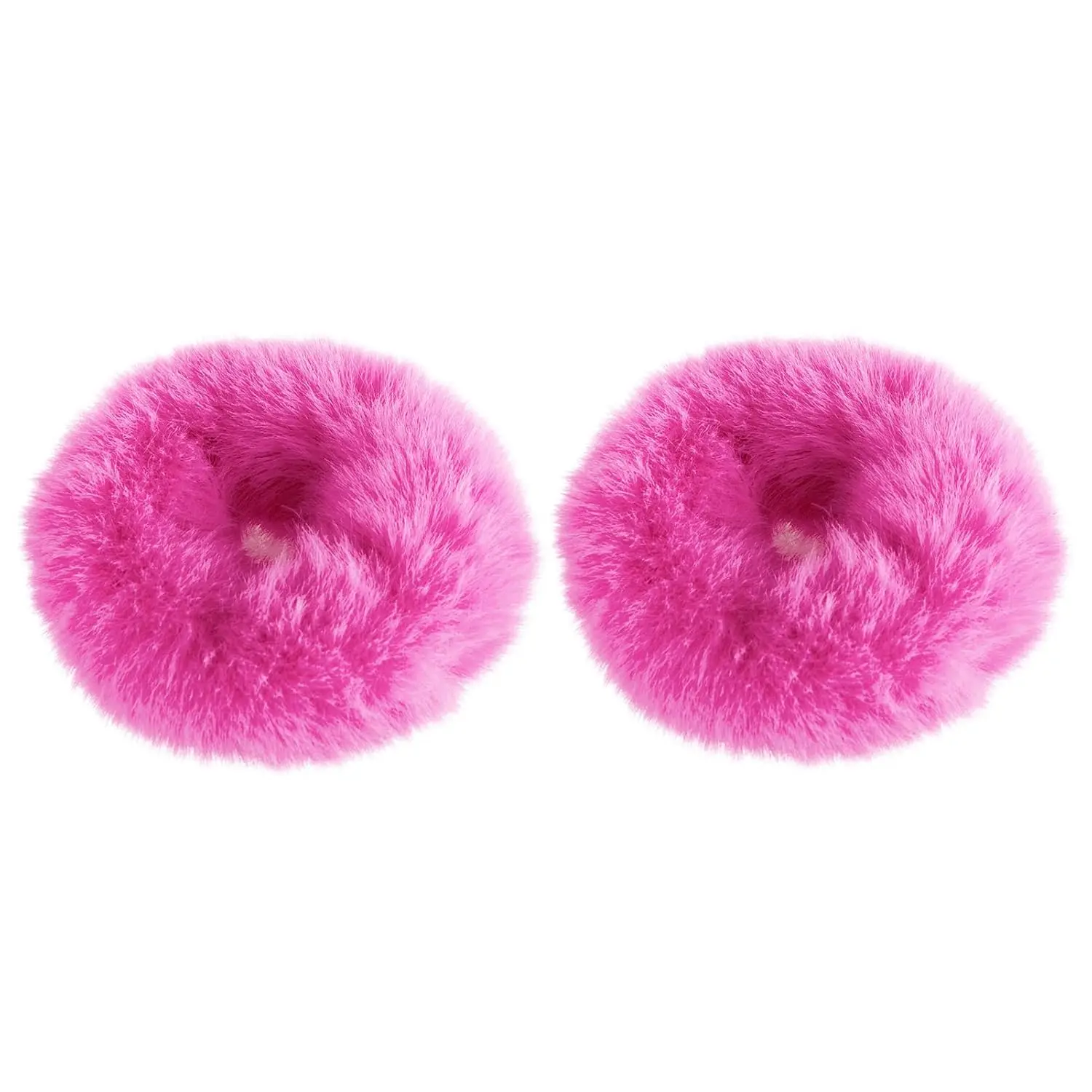Hot  Pom Pom Hair Tie Fuzzy Scrunchies - 2 Count with Faux Fluffy Elastic Hair Bobbles - Girls, Women Hair Accessories