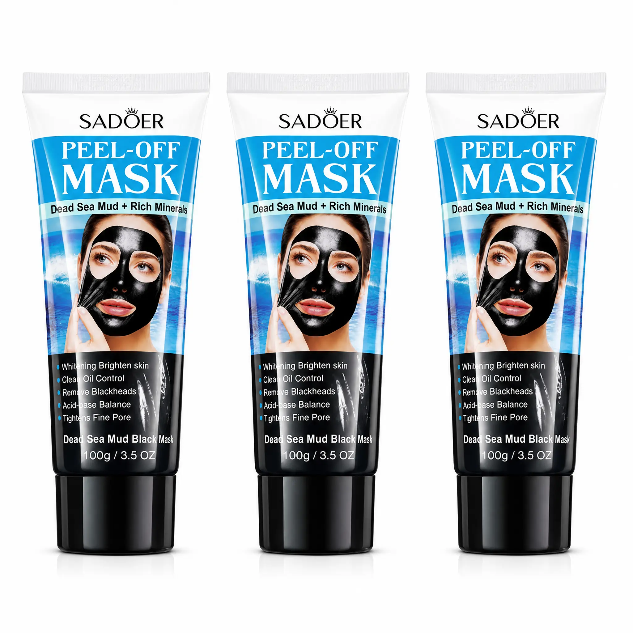 【3PCS】Dead Sea Mud Black Mask Peel-Off Cleansing Mask, Mineral-Rich, Oil Control & Blackhead Remover