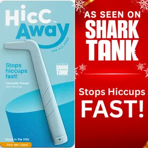 HiccAway Hiccup Straw - Stops Hiccups Fast, as seen on Shark Tank - Clinically Proven for All Ages. Safe, reusable & lightweight. Drinkware Glass.