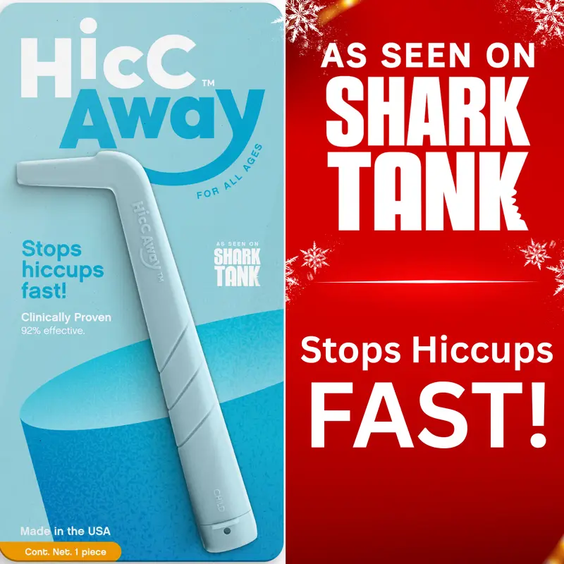 HiccAway Hiccup Straw - Stops Hiccups Fast, as seen on Shark Tank - Clinically Proven for All Ages. Safe, reusable & lightweight. Drinkware Glass.