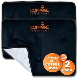 Coppure Copper Relief Large Gel Soft Flexible Medical Ice Packs for Injuries - Reusable Ice Pad Cold Pack for Back Pain, Migraine Relief Pad, Postpartum, Headache, Shoulder – 15” x 11” - 2 Pack