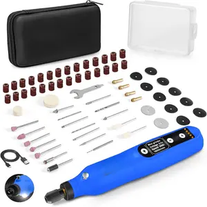 Cordless Rotary Tool, 5 Variable Speed Mini Rotary Tool Kit with 64 Accessories, 3.7V Type-C  Power Rotary Tool for Engraving, Sanding, Polishing, Carving, , DIY Crafts