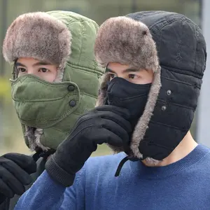 Women Men Ear Flaps Hat Aviator Winter Warm Trapper Hat Snow Ski Cycling Caps Fashion Faux Fur Ushanka Hat Outdoor Baseball Caps Beanie Caps Xmas Gifts (Black)