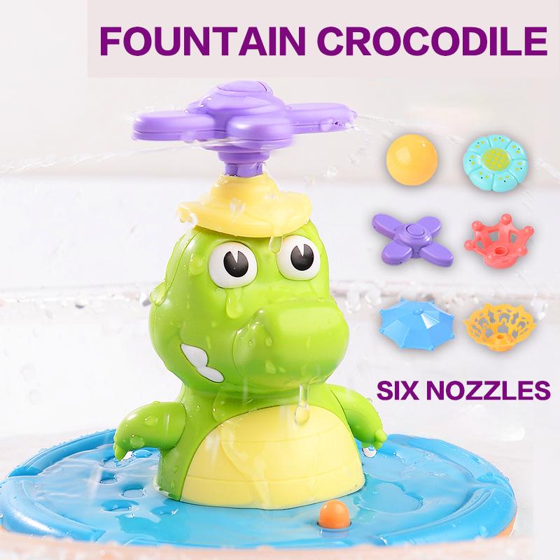 Bath Toys for Toddlers - Light Up Crocodile Fountain with 5 Spray Modes, ABS Plastic Bath Toy for Bathroom & Swimming Pool