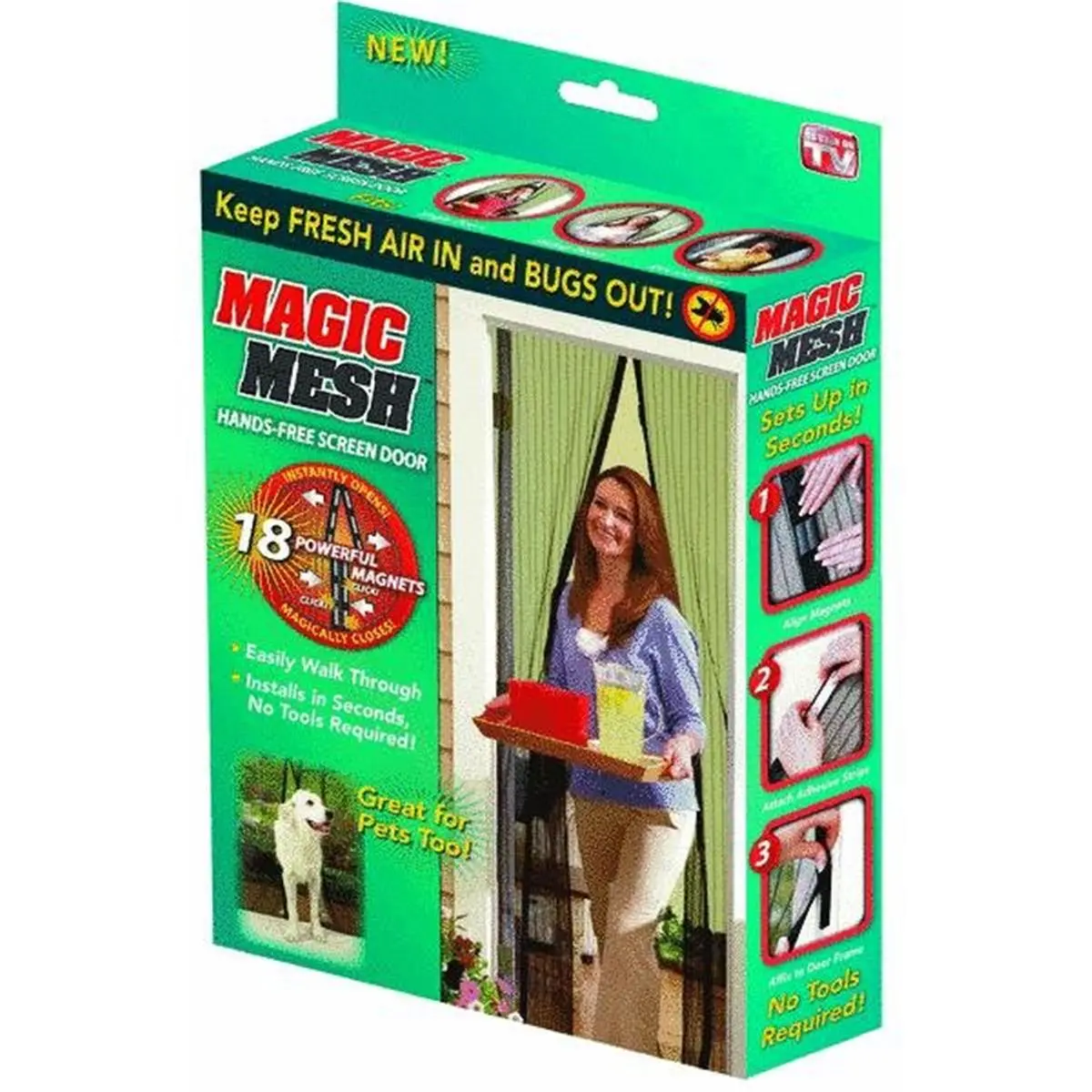 212 MAIN Magnetic Screen Door - MM011124 Hands-Free Magic Mesh, As Seen On TV, Portable Bug Barrier for Camping, Sliding Doors