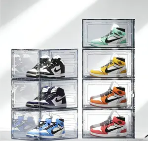 Clear Shoe Storage Boxes Stackable Sneaker Organizer for Closet Collapsible Shoe Organizer Boxes Foldable Plastic Storage for Shoes & Boots Foldable Shoe Box Stackable Dustproof Sneaker Storage for Closet Organization