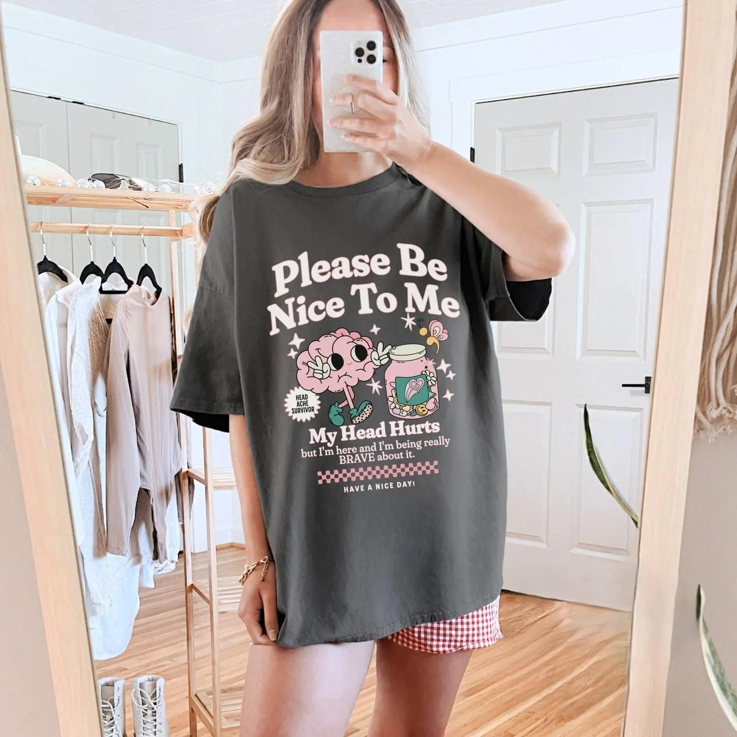Migraine Survivor Tshirt Be Nice To Me My Head Hurts  Migraine Shirt Chronic IIH Awareness Headache Flare Day Gift For Spoonie