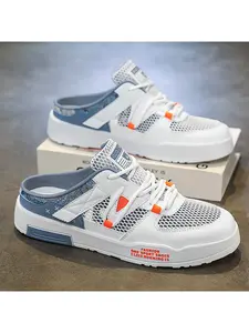 Couple Mesh Half Slipper Sandals Summer Outdoor Thick Sole Anti-Slip One-Click Lazy Shoes Casual Sport Shoes