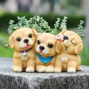 Labrador Dog Planter Set, Realistic Animal Succulent Decor, Resin Creative Flower Pot, Office Healing Decoration, Multi-Purpose Gift