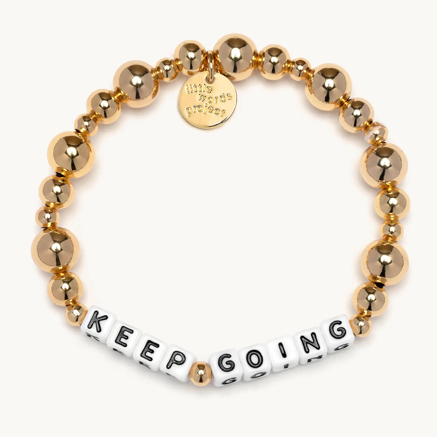 Little Words Project Keep Going Metallic Bubbles Gold Plated Beaded Bracelet - Inspirational Costume Jewelry, Bracelet Design, Choose Your Size
