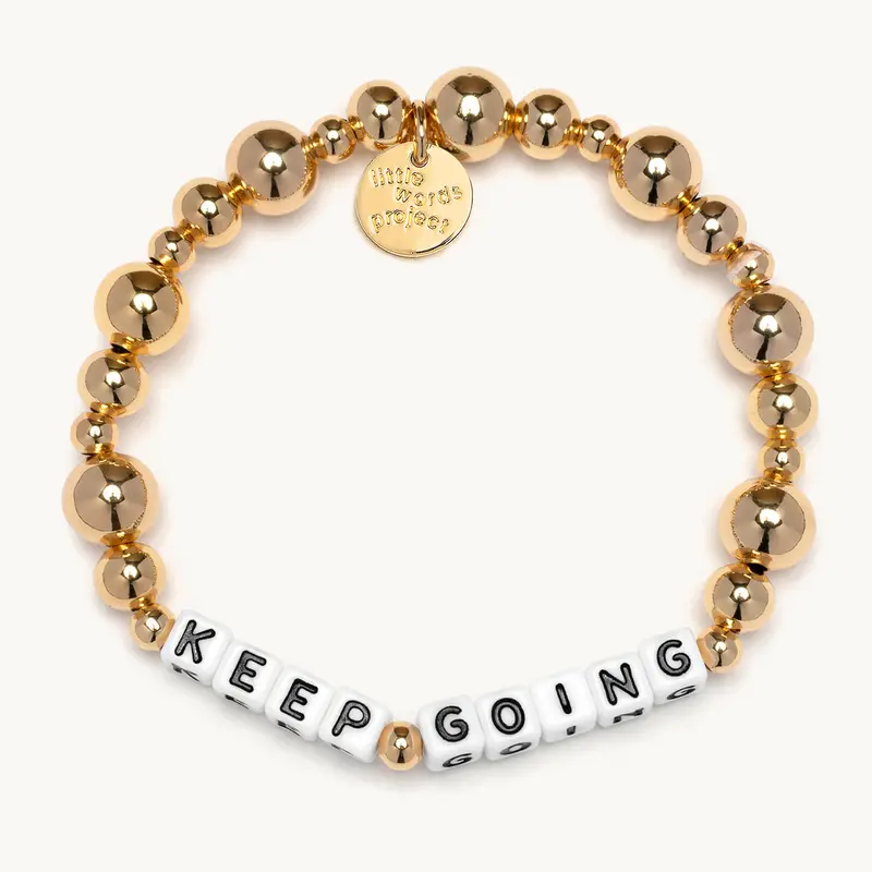 Little Words Project Keep Going Metallic Bubbles Gold Plated Beaded Bracelet - Inspirational Costume Jewelry, Bracelet Design, Choose Your Size