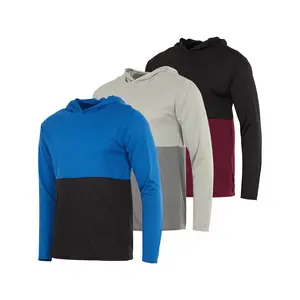 Real Essentials 3 Pack: Men's Mesh Long Sleeve Athletic Pullover Hoodie Sweatshirt Pockets UPF 50+ (Available In Big & Tall)