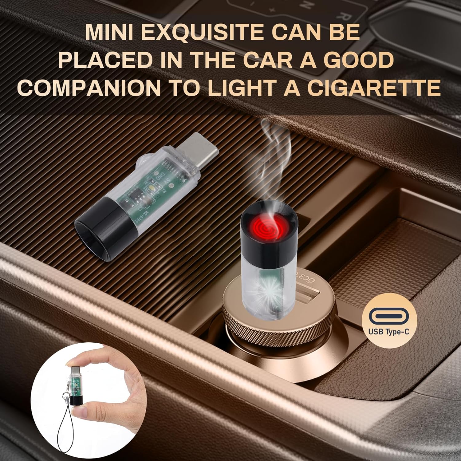 2026 USB Type-C Electric Lighter, Phone or Power Bank Powered, mini, Lightweight, Activated by plugging into Power Source, Automatically Turns Off After 10 Seconds , Windproof  for Travel Outdoor