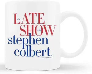 The Late Show Stephen Colbert Mug Red Blue Word Stack Coffee Cup