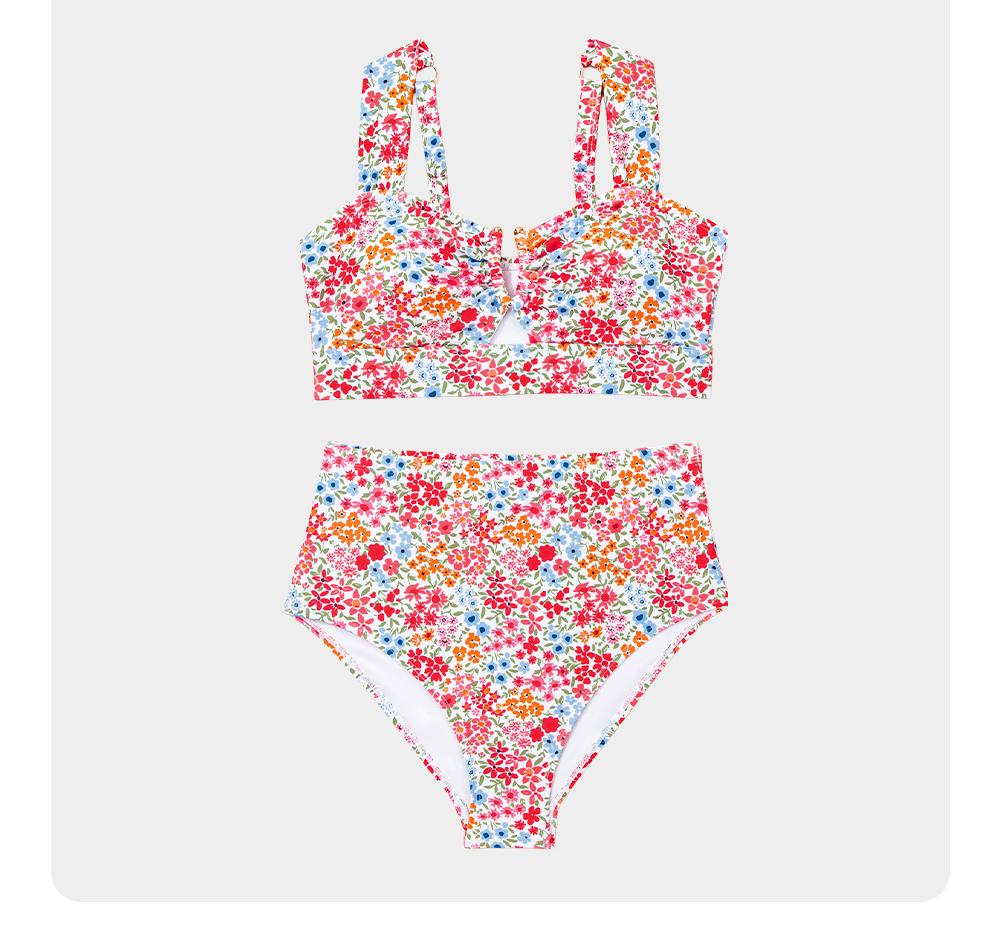 Aleumdr Women's 2 Piece U Wire Cutout Bikini Sets Floral Print High Waisted Swimsuit 2026 Summer Beach Swim Bathing Suit