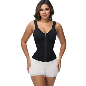 Women's Waist Shapewear Corset Vest with Built-in Bra Tummy Control Girdle Zipper Hooks Adjustable Shoulder Straps Womenswear Tops