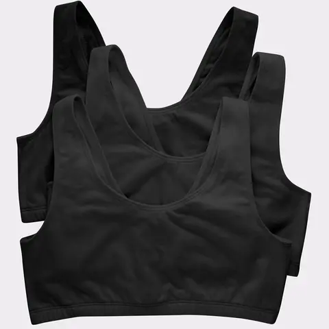 Hanes Women's Cotton Scoopneck Crop Sports Bralette, Low Impact, 3-Pack