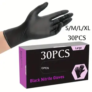 black disposable nitrile gloves, latex-free, powder-free, durable, suitable for home and kitchen cleaning, manicure, hairdressing, painting, outdoor travel, household tools