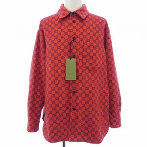 Pre-owned GUCCI Wool Small Leather Goods GG Flannel Padded Overshirt Jacket