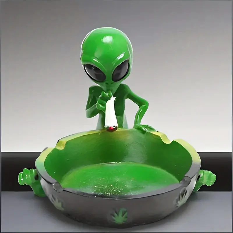 Alien Ashtray Decor Statue Figurine Sculpture, Resin Fantasy Theme, Resin Sculptures, Indoor Outdoor Use, Perfect for Holiday Decorations Christmas Halloween Easter Thanksgiving