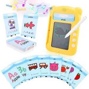 Interactive Talking Flash Cards Learning Machine for Kids - 2-in-1 Early Education Toy with LCD Writing Tablet, ABC & Numbers Audio Reader for Toddlers 3-6
