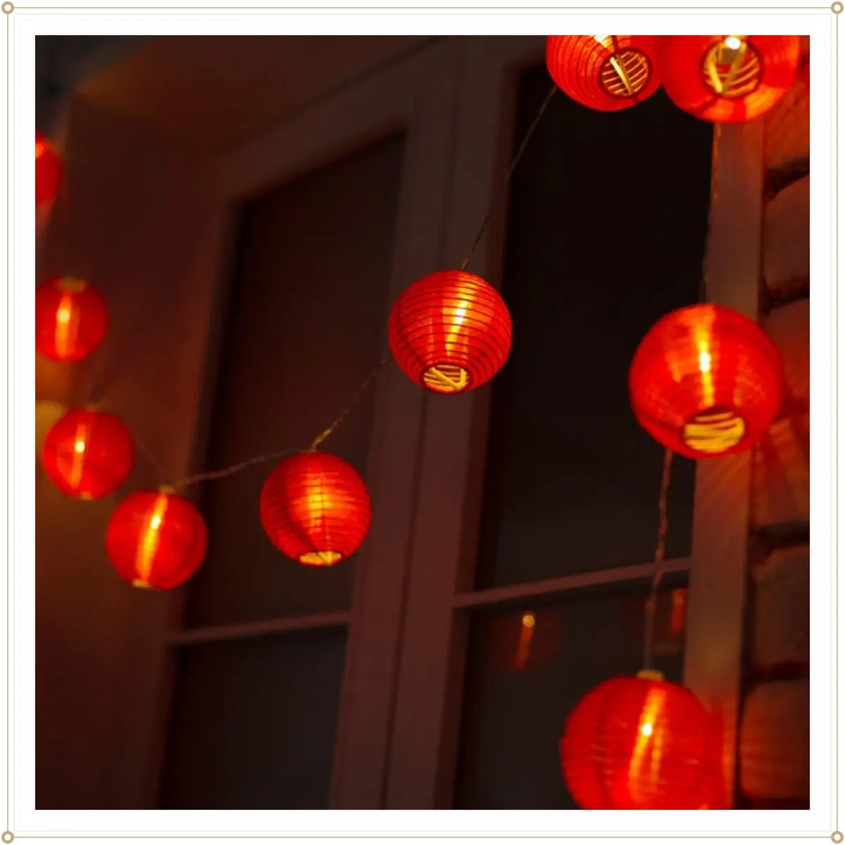 Red Lantern String Lights 13.12 ft 20 LEDs Battery Operated Hanging Lanterns String Lights for Chinese New Year,Spring Festival,Wedding,Party Decoration,ChristmasGift