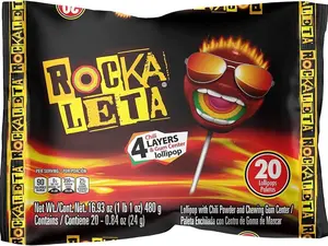 Rockaleta 4 Chili Layers & Gum Center Lollipop (20 Pieces) - Sweet Snack