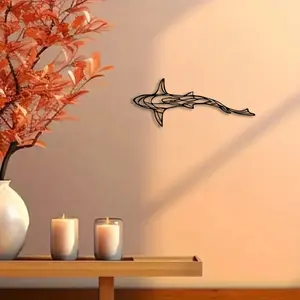 1pc Shark Metal Wall Art, Shark Statue Mural, Perfect for Man Cave, Office, Underwater Theme Decor, Shark Lovers Day Decor, Ideal Gift for Shark Enthusiasts,Perfect For Halloween/Christmas/Easter decor.