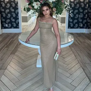 JY23394MH-Womens Sleeveless Bodycon Spaghetti Strap Dress Sequin Party Sling Dress for Women