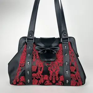 Red Damask Bat Bow Shoulder Bag