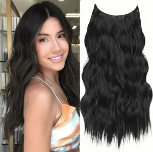 [Plodon] One-Piece, 5-Clip Seamless Hair Extension — 16/20/24 Inches (Long Length) | Large Wavy Style | Double-Layered, Extra-Thick, High-Density Weft | Heat-Resistant Synthetic Material with Natural, Realistic Look | Easy-to-Wear Hair Volumizer Clip-In