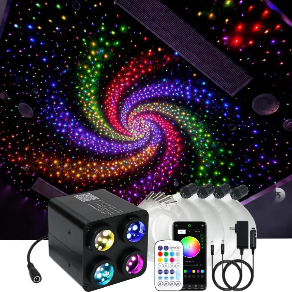 High Power 36W  Twinkle Starlight Kit 2000 Pcs Fiber Optics+ 240  Colorful Shooting Stars RGBW LED Multicolor Star Ceiling Light for  Car, Galaxy Light for Bedroom Living Room diy Interior Light for rolls
